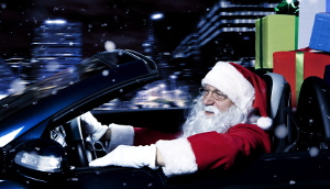 Santa Driving at Christmas